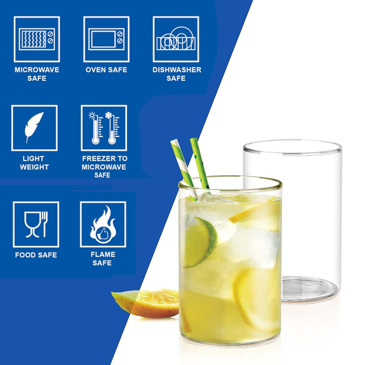 Treo Borosilicate Vector Tumbler Set – 300 ml (Set of 2)
