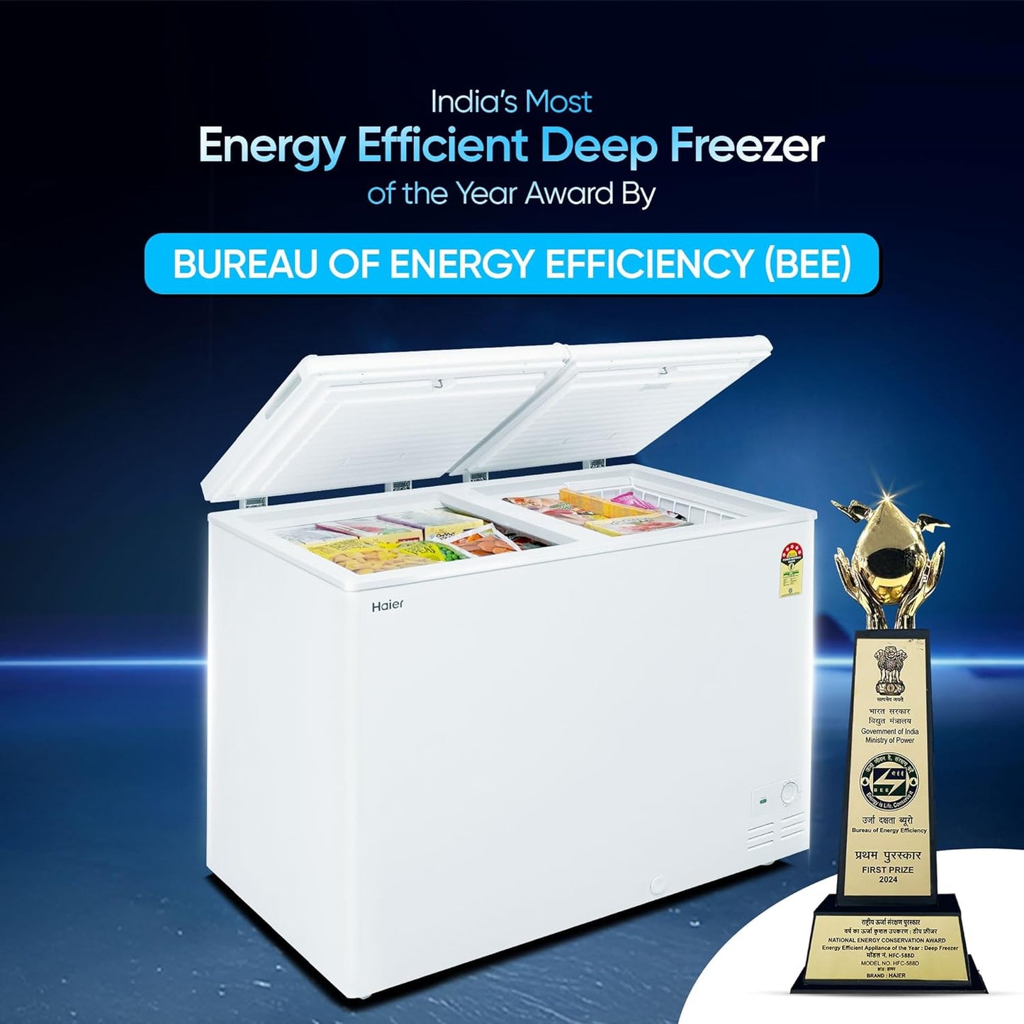 Haier HFC-500DM5 – 500L 5-Star Double Door Hard Top Convertible Deep Freezer