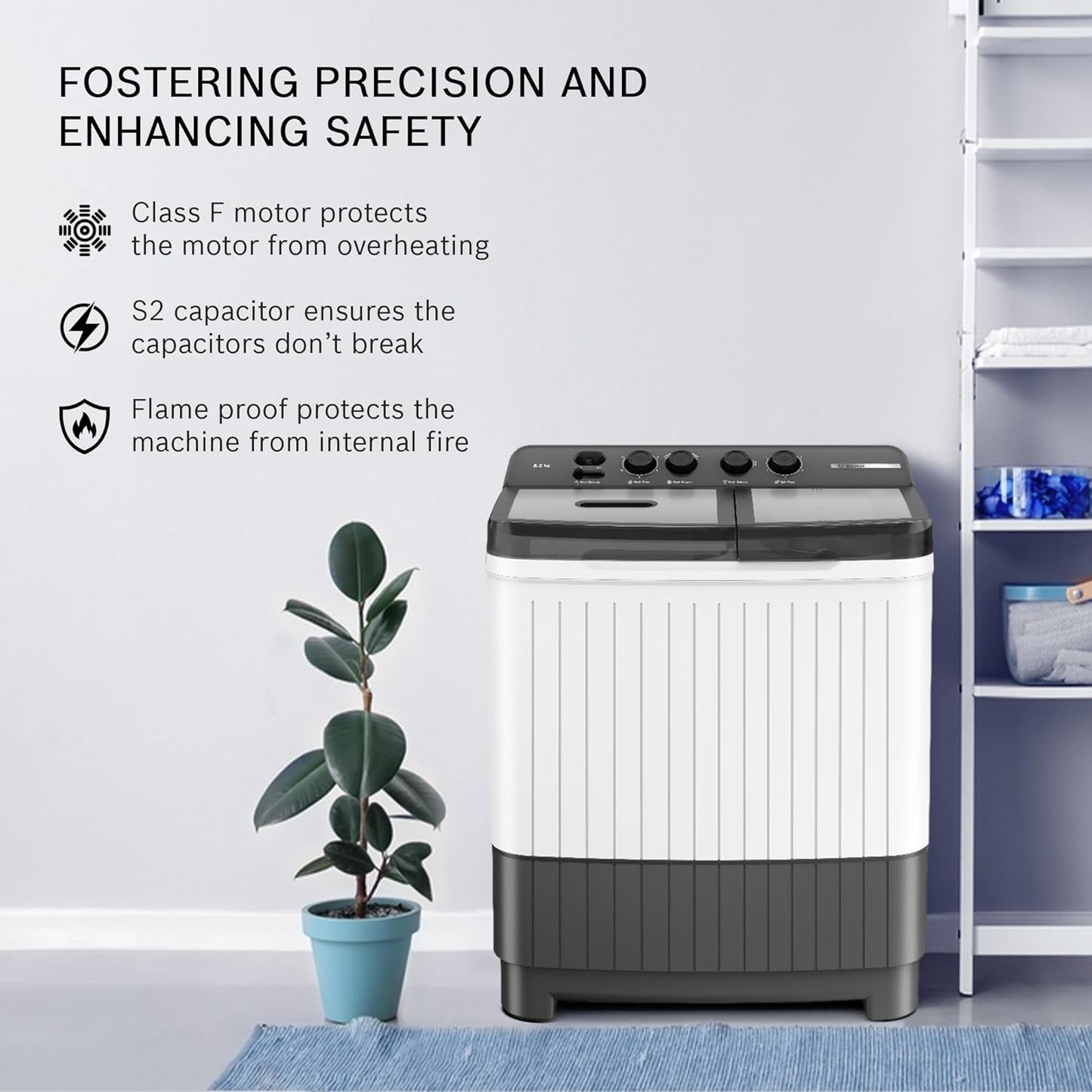 Bosch WJZ751W0IN | 7.5 kg 5‑Star Semi‑Automatic Top Load Washing Machine