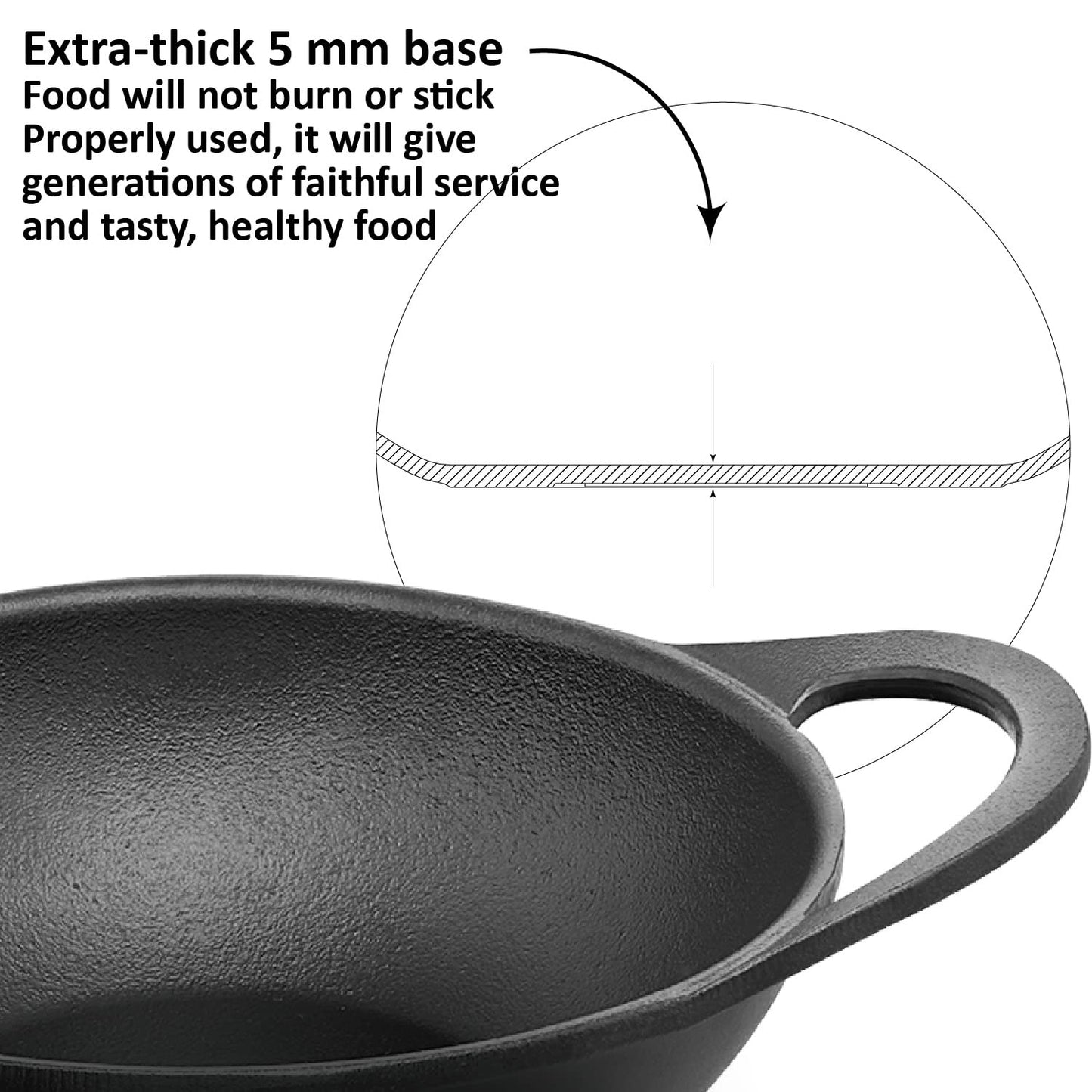 Hawkins Futura Cast Iron Kadhai with Glass Lid (2 L)