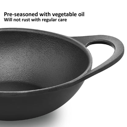 Hawkins Futura Cast Iron Kadhai with Glass Lid (2 L)