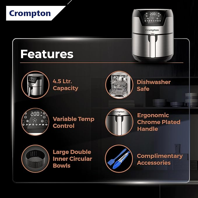 Crompton NourisPro DG 4.5L Digital Air Fryer 1500W