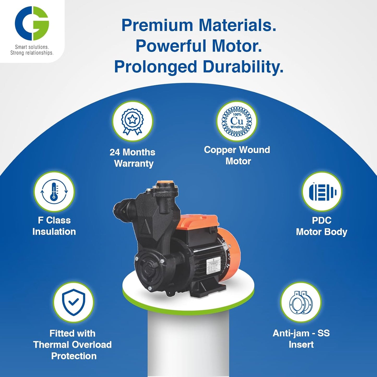 CG-CGDMM10ML | miniMARSHAL-I 0.75kW/1.0 HP | Regenerative Mini Monobloc Pump | Anti-Jam SS Insert | Rust Resistant | Copper Motor | S S Shaft | Overload Protection | PDC Motor Body | 2Yr Warranty