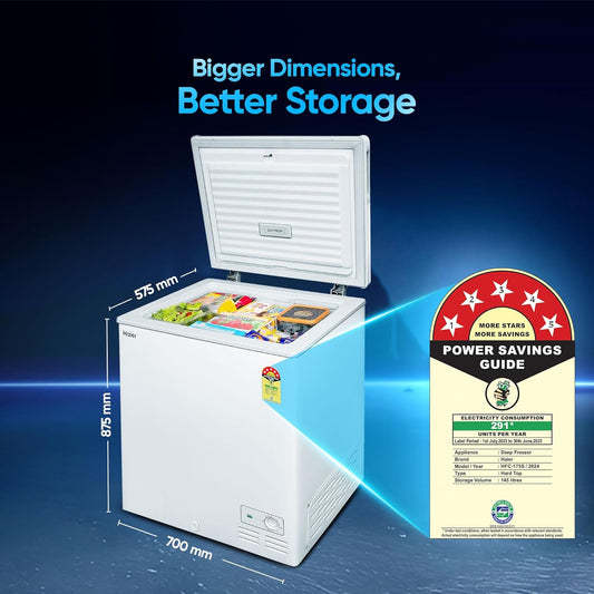 Haier HFC-175SM5 – 146L 5-Star Single Door Convertible Deep Freezer with Deo Fresh Technology