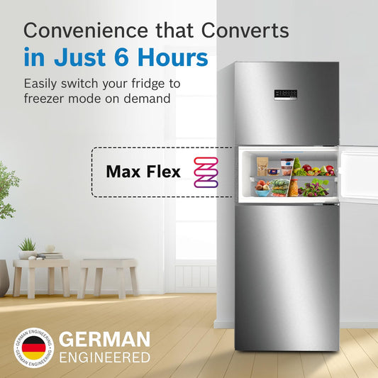 Bosch CMC33K03NI 303L Triple Door Refrigerator – Convertible, Inverter, Silver
