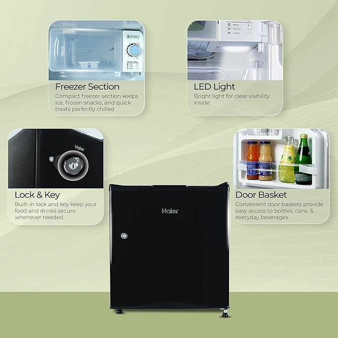 Haier HRD-752KSA 50L 2 Star Direct Cool Mini Bar Refrigerator - Black Steel
