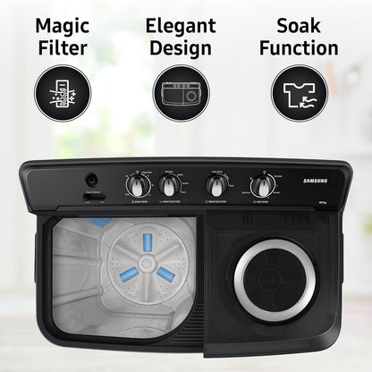 Samsung 11.5 Kg Semi-Automatic Top Load Washing Machine Appliance (WT11A4260GD/TL,Dark Gray)