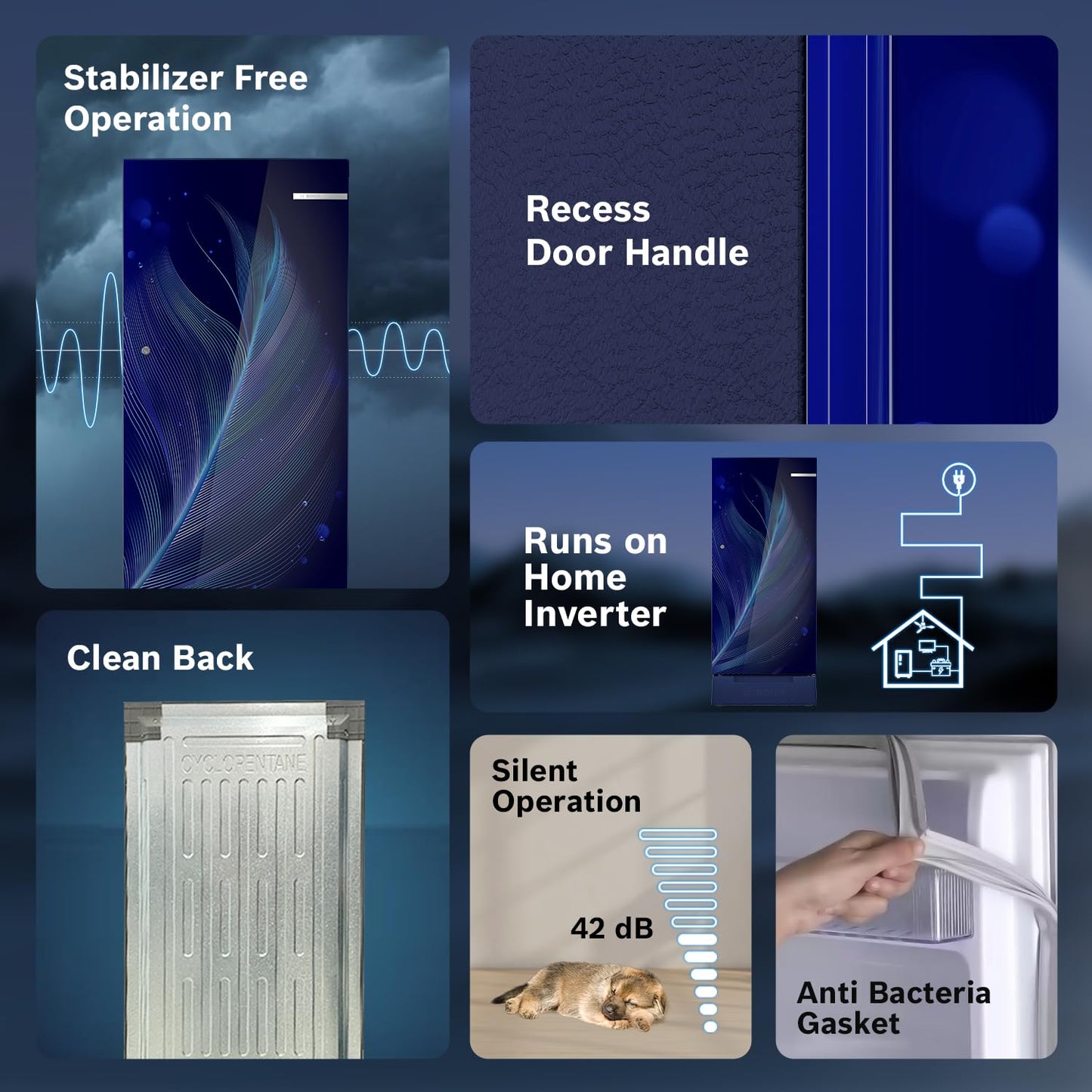 187 L 3 Star Capacity Single Door, Direct Cool Refrigerator with MultiBox, Cool Bottle Zone, XL Dry Storage (CST18B33PI, Pedestal, Blue Feather)