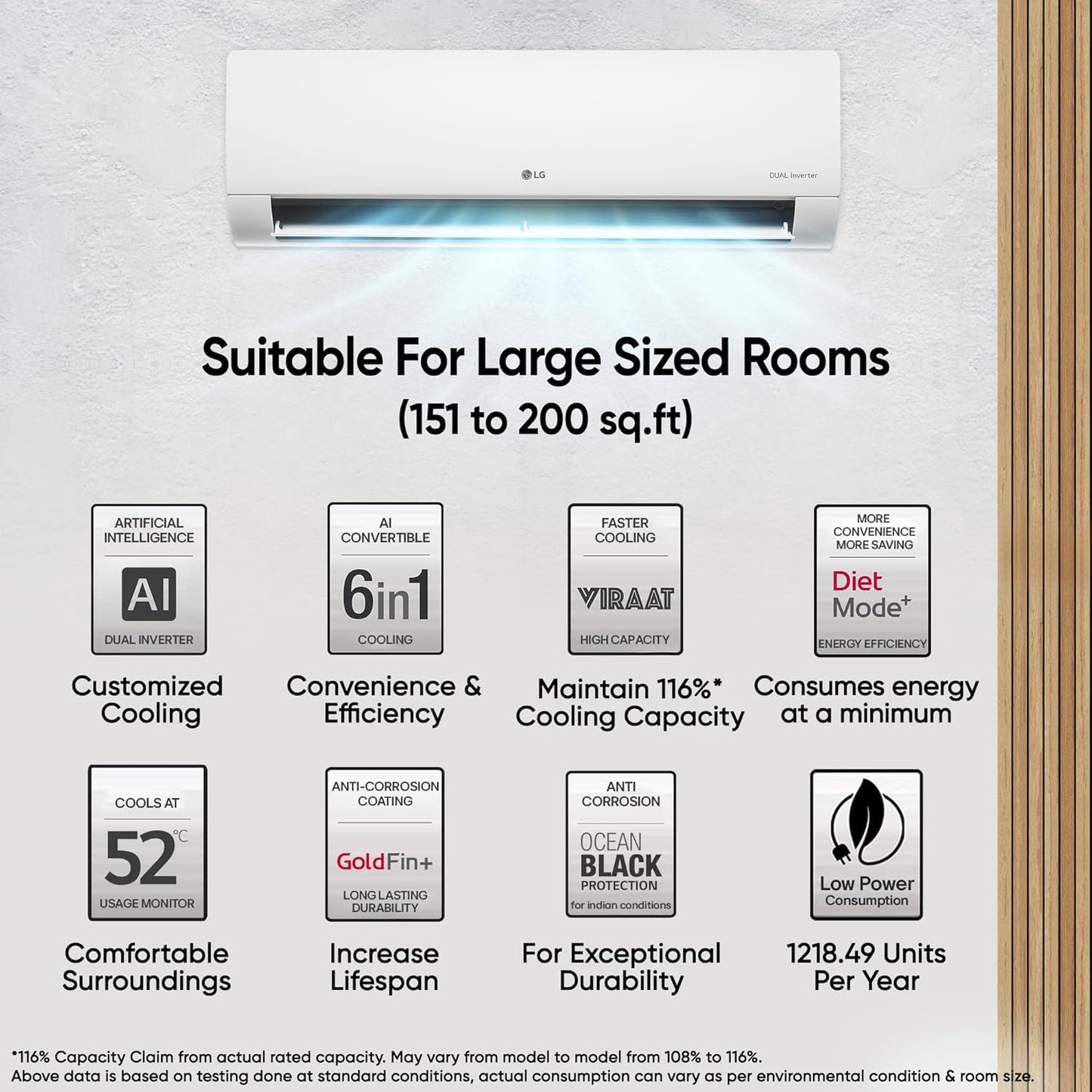 LG 2 Ton AC AS-Q24ENXE with AI 6-in-1 Cooling