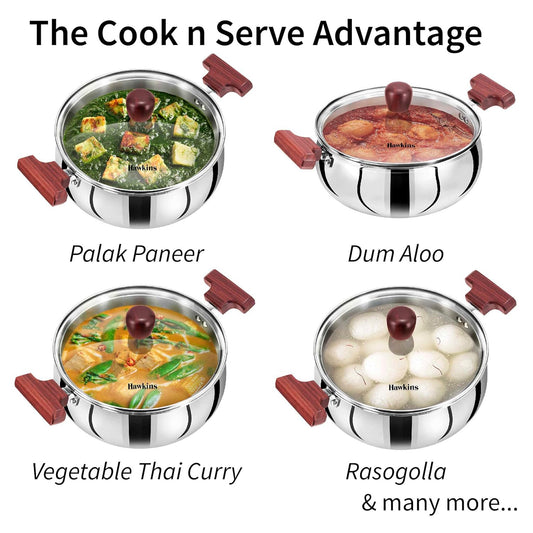 Hawkins SSH30G Tri-Ply Stainless Steel Cook n Serve Handi (3 L)