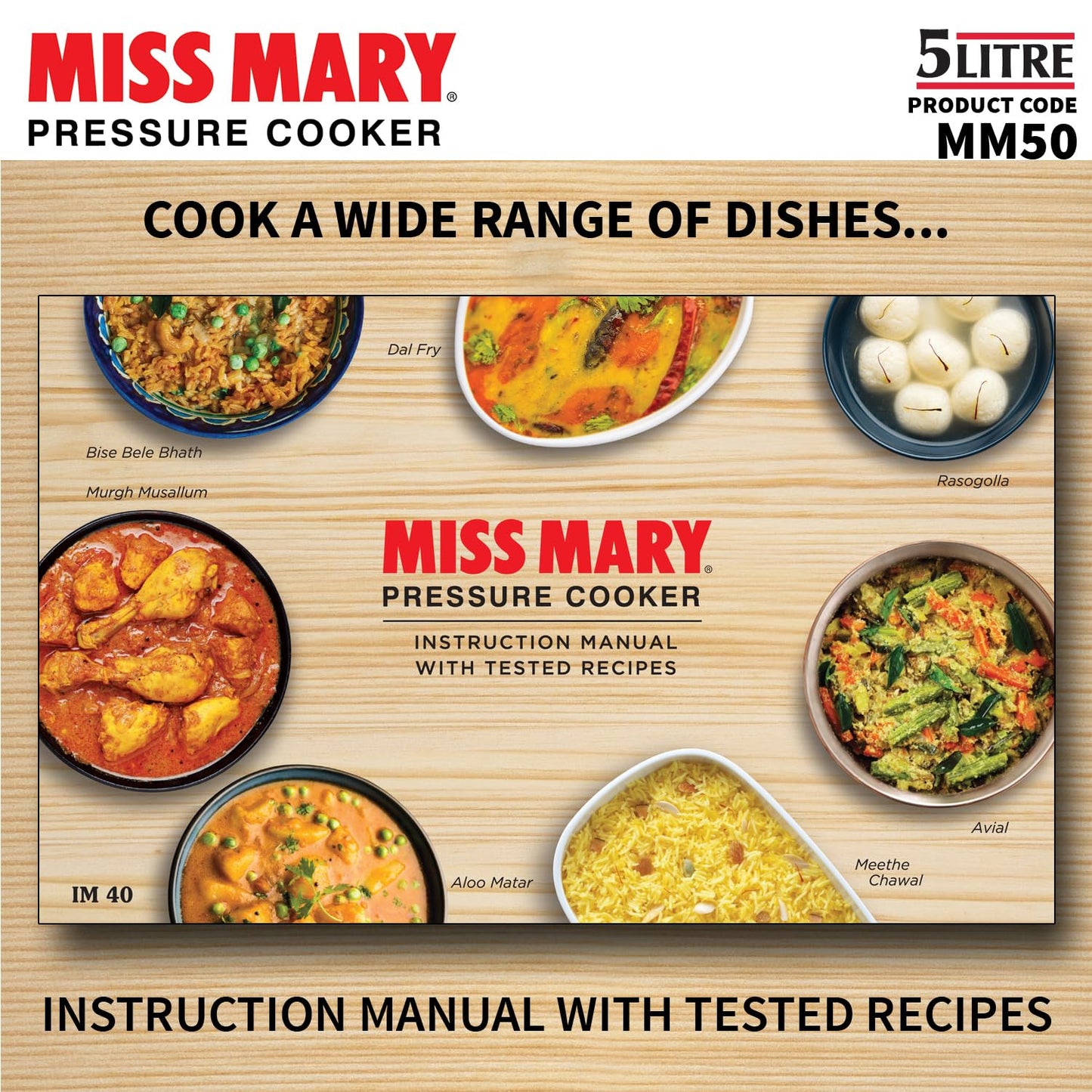 Hawkins Miss Mary 5L Pressure Cooker – Virgin Aluminium, MM50, For 5–7 Persons