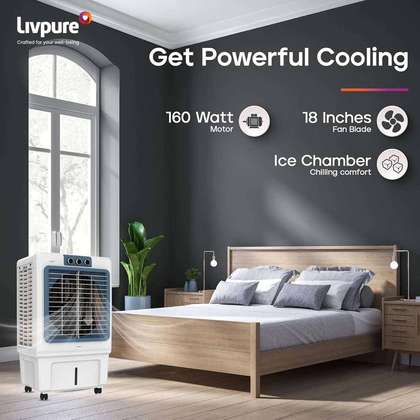 Livpure Ice Blast 70L Desert Air Cooler with 5500 CMH Air Delivery