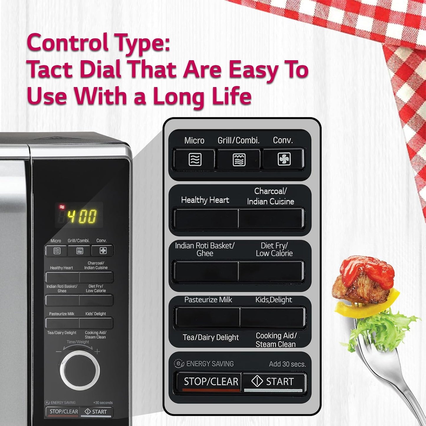 LG MJ2887BFUM 28 L Convection Microwave Oven with Charcoal Lighting Heater™, Diet Fry™, and Multi-Cook Tawa (Black)