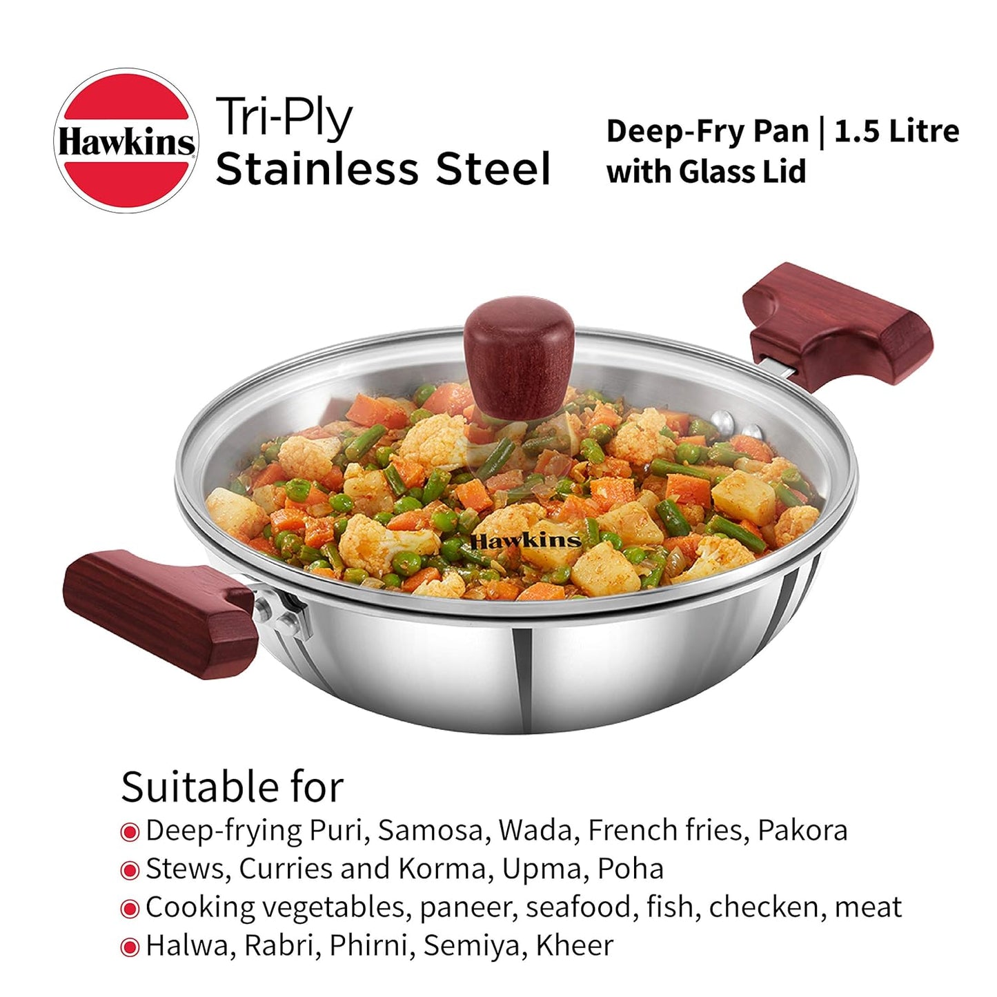 Hawkins SSD15G Tri-Ply Stainless Steel Deep-Fry Pan (1.5 L)