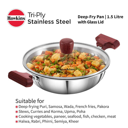 Hawkins SSD15G Tri-Ply Stainless Steel Deep-Fry Pan (1.5 L)