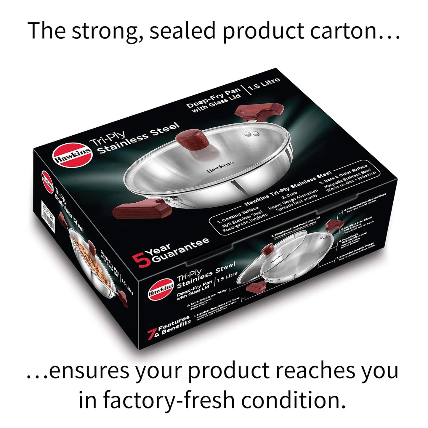 Hawkins SSD15G Tri-Ply Stainless Steel Deep-Fry Pan (1.5 L)