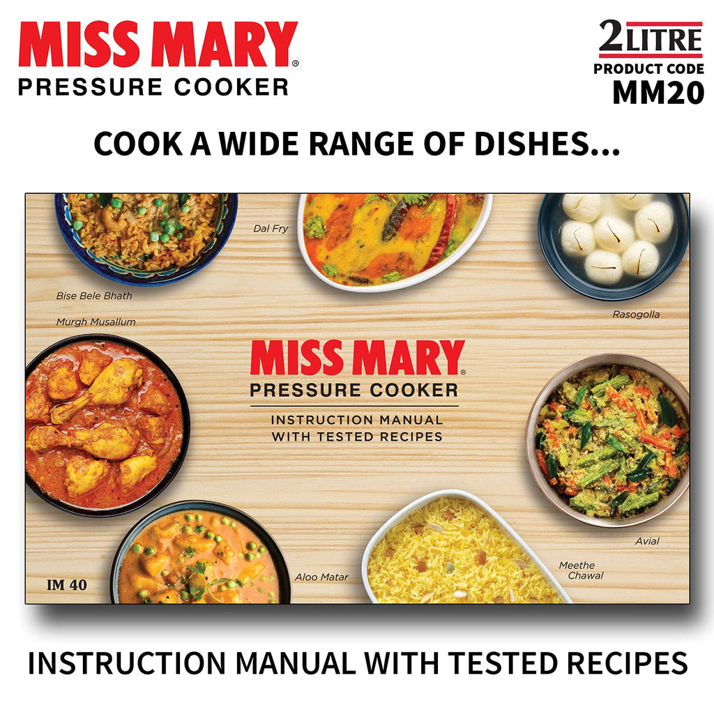 Hawkins Miss Mary 2L Pressure Cooker – Virgin Aluminium, MM20, Ideal for 2–3 Persons