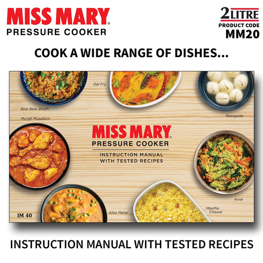 Hawkins Miss Mary 2L Pressure Cooker – Virgin Aluminium, MM20, Ideal for 2–3 Persons