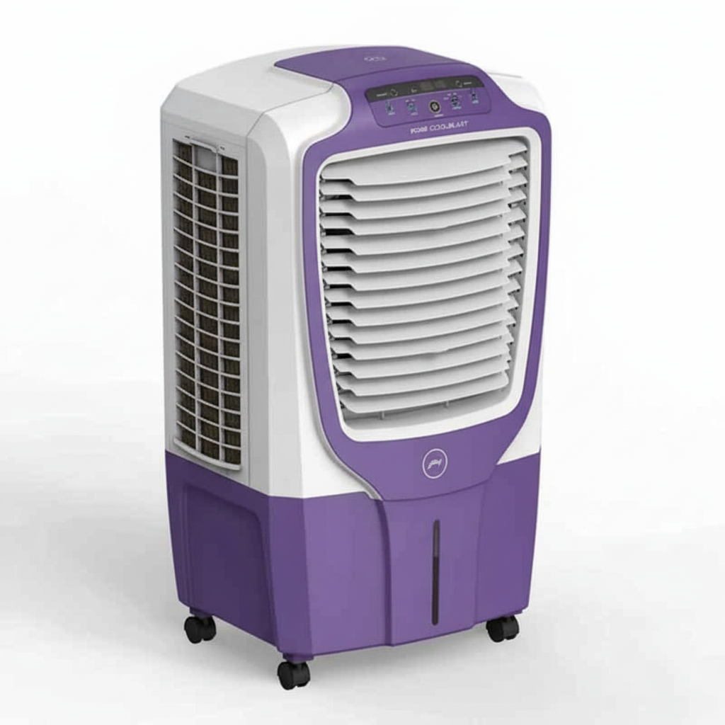 Godrej 60 Litre 150W Desert Air Cooler (CL EDGE CBD 87 RBFN4 PR) – Wood Wool Pads, White & Purple