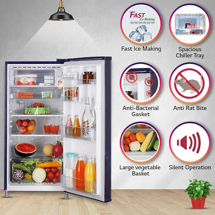 LG 190L 2-Star Single Door Refrigerator (GL-B199OBEC) – Blue Euphoria