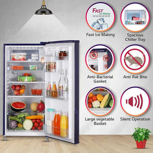 LG 190L 2-Star Single Door Refrigerator (GL-B199OBEC) – Blue Euphoria