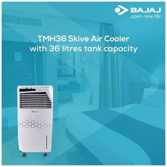Bajaj Shield Series Skive Nios 36L Tower Air Cooler – DuraMarine PRO Pump, Anti-Bacterial Hexacool, 100 Ft Air Throw