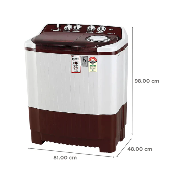 LG P8035SRAZA 8 Kg 5 Star Semi Automatic Top Load Washing Machine - Burgundy