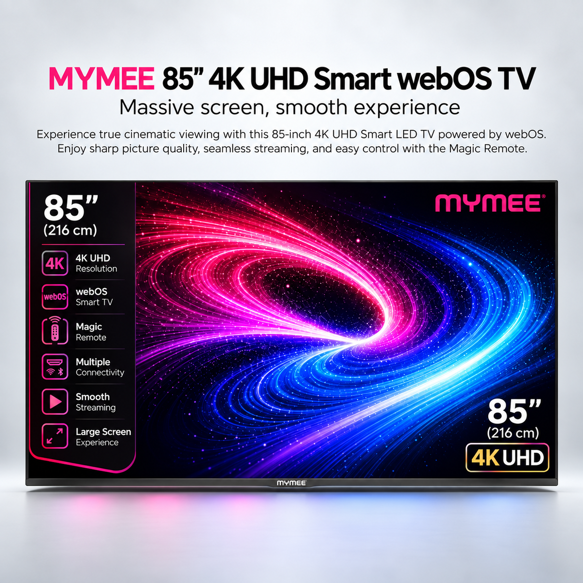 MYMEE 85 Inch 4K UHD Smart webOS TV