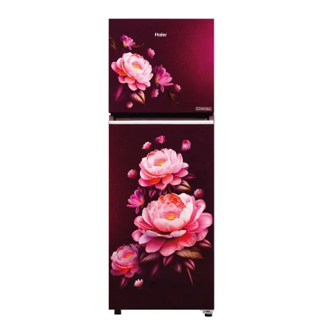 Haier HRF-2902ICRB-P 240L 2 Star Frost Free Double Door Refrigerator - Red Blossom