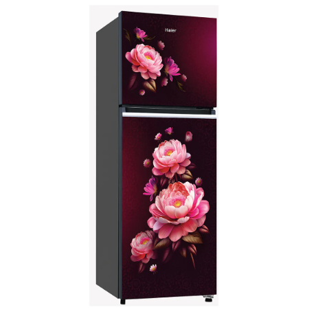 Haier HRF-2902ICRB-P 240L 2 Star Frost Free Double Door Refrigerator - Red Blossom