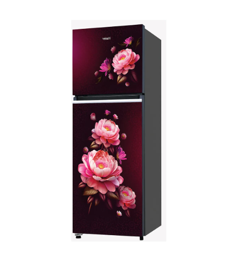 Haier HRF-2902ICRB-P 240L 2 Star Frost Free Double Door Refrigerator - Red Blossom