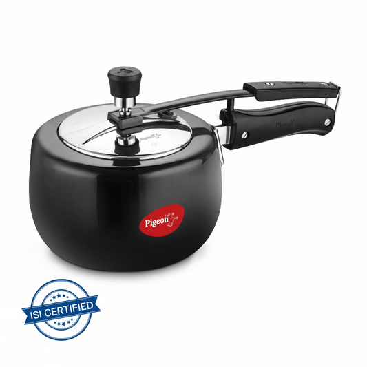 Pigeon Amelia 3L Hard Anodised Pressure Cooker | Inner Lid | Induction & Gas Compatible | Durable Aluminium Body
