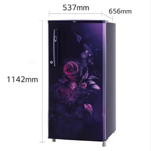 LG 185L 3-Star Single Door Refrigerator – GL-D199OBKD (Fast Ice, Floral Black)