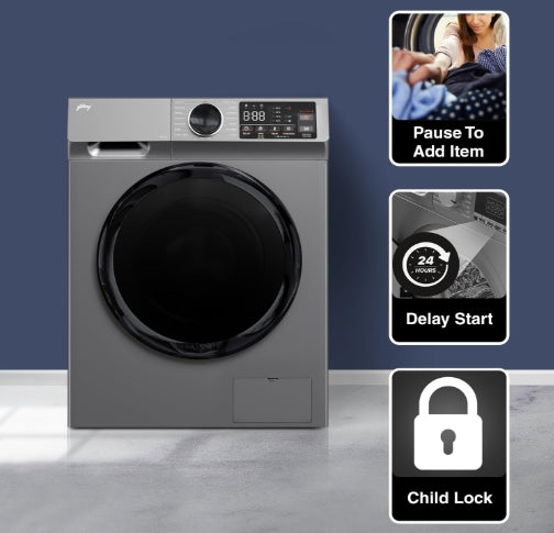 Godrej 8 Kg 5-Star Front Load Fully Automatic Washing Machine – Silver Stream (WFEON CEL 8014)
