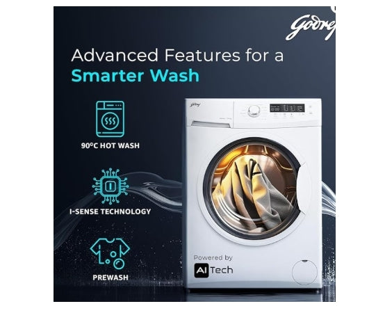 Godrej 6.5 Kg 5-Star Front Load Fully Automatic Washing Machine – Glacial White