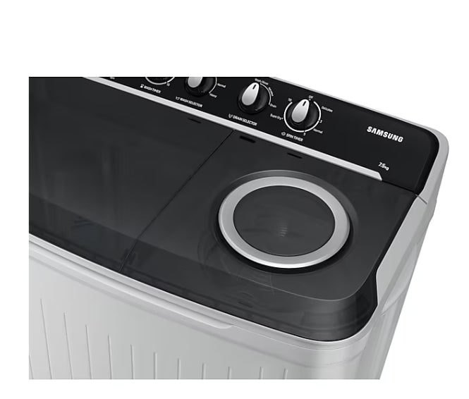 Heavy-Duty Cleaning – Samsung 9 Kg Semi-Automatic Washing Machine, Light Gray, 5 Star