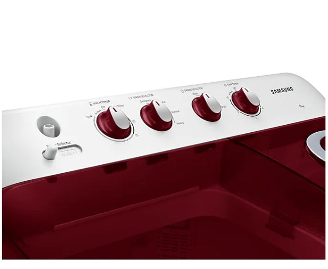 Samsung WT80C4000RR/TL – 8 Kg 5-Star Top Load Semi-Automatic Washer (Wine Red Lid)