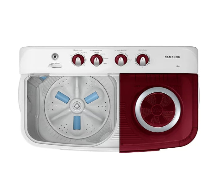 Samsung WT80C4000RR/TL – 8 Kg 5-Star Top Load Semi-Automatic Washer (Wine Red Lid)