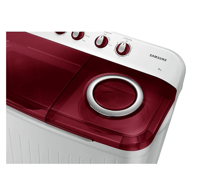 Samsung WT80C4000RR/TL – 8 Kg 5-Star Top Load Semi-Automatic Washer (Wine Red Lid)