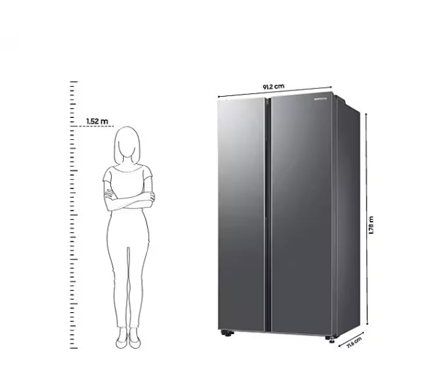 Samsung 653L Side-by-Side Refrigerator – RS76CG80X0S9, Inverter, 5-in-1 Convertible, Refined Inox