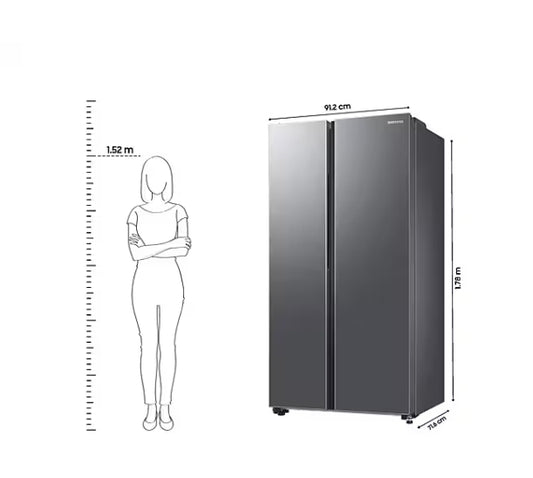Samsung 653L Side-by-Side Refrigerator – RS76CG80X0S9, Inverter, 5-in-1 Convertible, Refined Inox