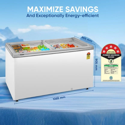 Haier HFC‑400GM5 – 400 L Flat Glass‑Top Chest Freezer