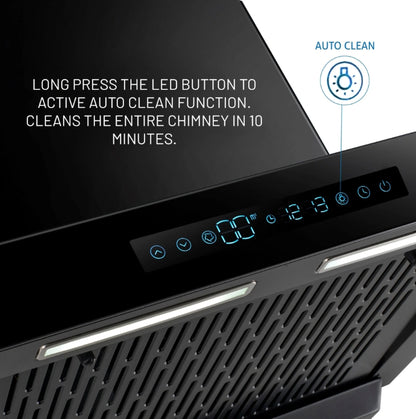Glen 76 cm Wall Mounted Chimney Filterless Series CH 6053 BL BLDC AC