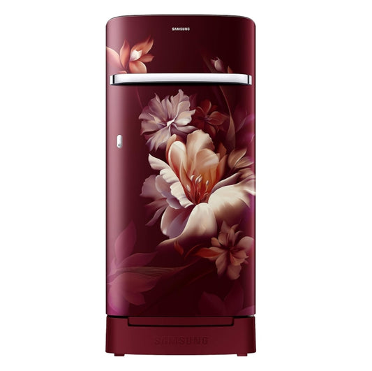 Samsung 189L 5 Star Inverter Direct-Cool Single Door Refrigerator Appliance (RR21C2H25RZ/HL,Midnight Blossom Red) Base Stand Drawer
