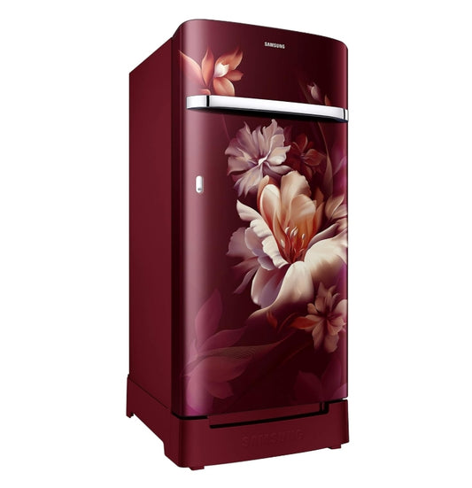 Samsung 189L 5 Star Inverter Direct-Cool Single Door Refrigerator Appliance (RR21C2H25RZ/HL,Midnight Blossom Red) Base Stand Drawer