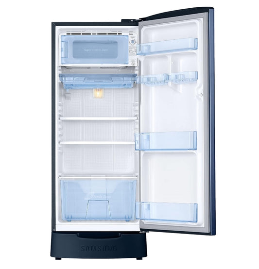 Samsung 183 L, 3 Star, Digital Inverter, Direct-Cool Single Door Refrigerator (RR20C1823CU/HL, Camellia Blue, Base Stand Drawer)