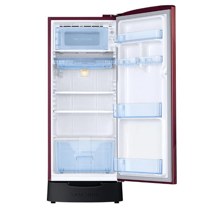 Samsung 183 L, 3 Star, Digital Inverter, Direct-Cool Single Door Refrigerator (RR20F1823WR/HL, Wild Lily Red, Base Stand Drawer)