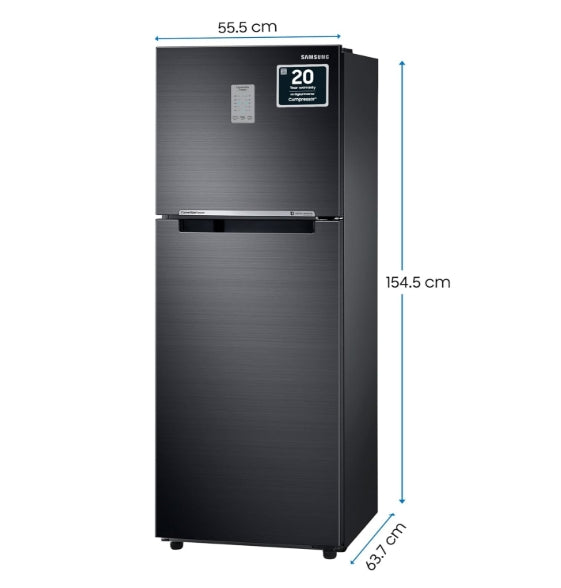 Samsung 236L 3 Star Convertible 3 In 1 Digital Inverter Frost-Free Double Door Refrigerator (RT28C3733BX/HL,Luxe Black)