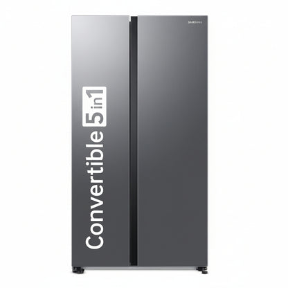 Samsung 653 L, 2 Star, Frost Free, Double Door, Convertible 5-in-1 Digital Inverter, Side By Side Refrigerator (RS76CG80X0S9HL, Silver, Refined Inox)