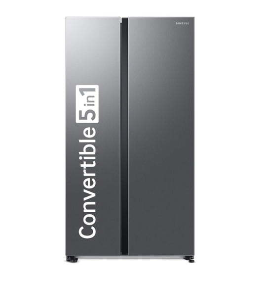 Samsung 653 L, 2 Star, Frost Free, Double Door, Convertible 5-in-1 Digital Inverter, Side By Side Refrigerator (RS76CG80X0S9HL, Silver, Refined Inox)
